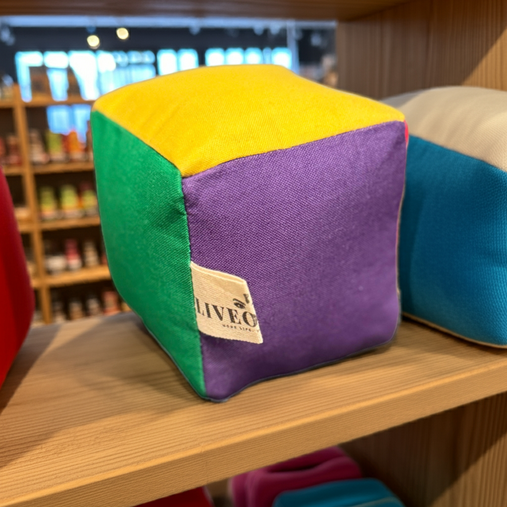 Colorful Cube Fabric Ball. 3” Plush Toy  image 2