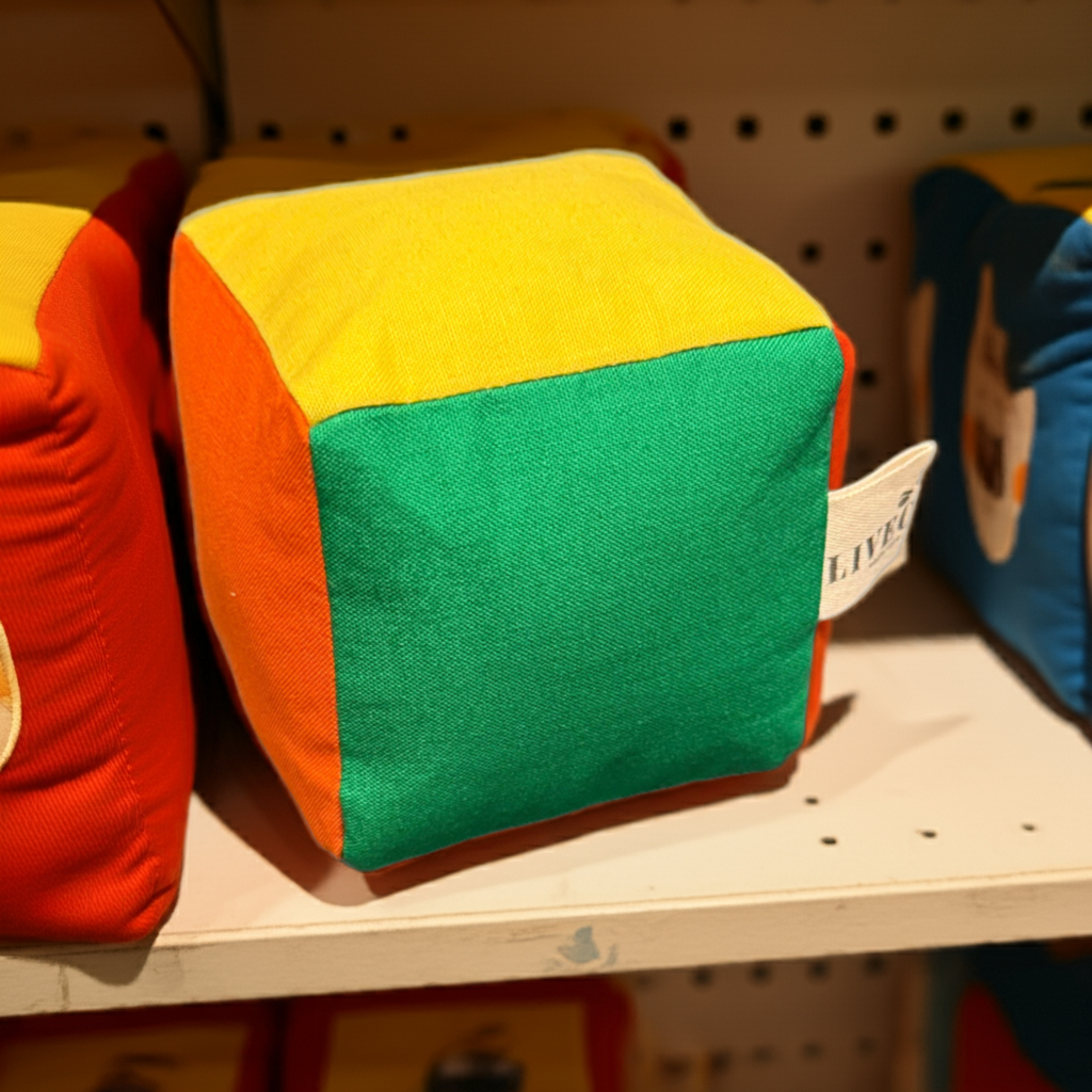 Colorful Cube Fabric Ball. 3” Plush Toy  image 1