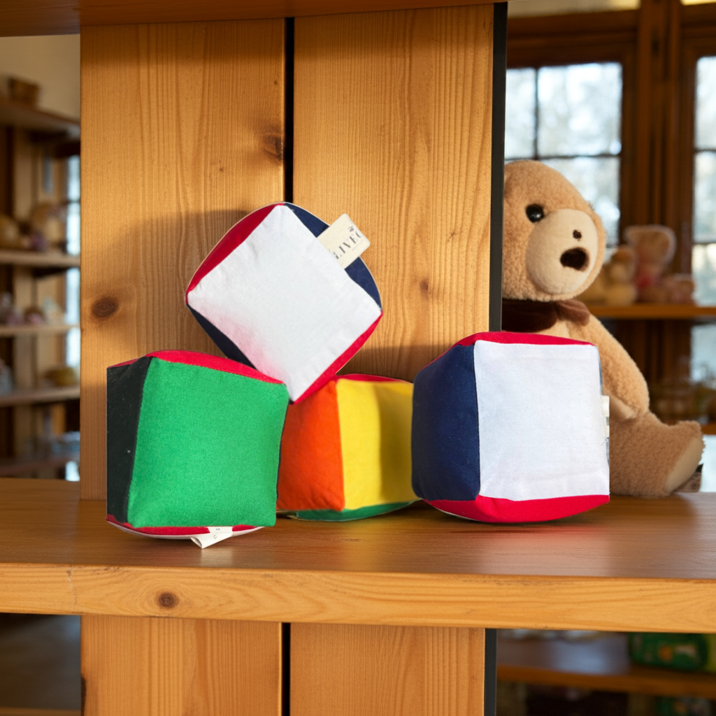 Colorful Cube Fabric Ball. 3” Plush Toy  image 0